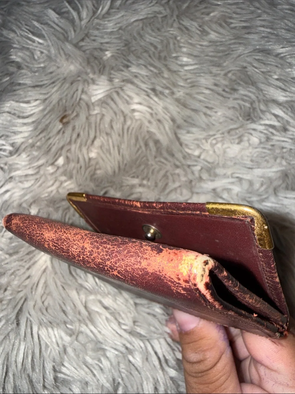 Cartier Brown Leather Money Clip with Gold Corner Accents